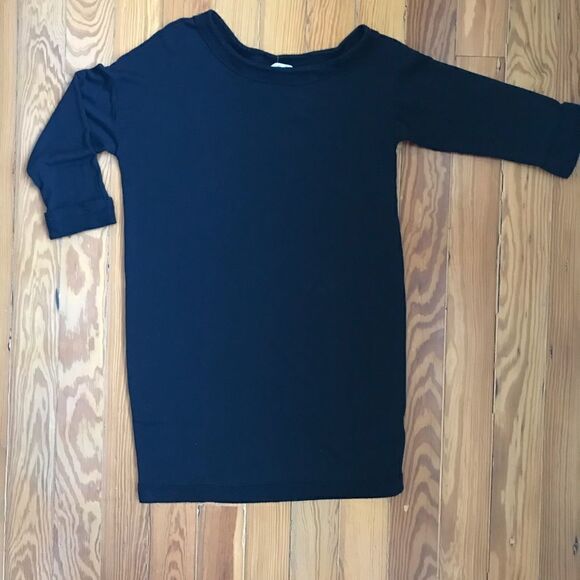 NWT Black Brushed French Terry Off Shoulder Dress - Picture 1 of 8
